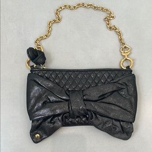 Juicy Couture Black Quilted Bow Clutch